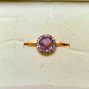 14K Gold Ring with Amethyst purple stone size 6